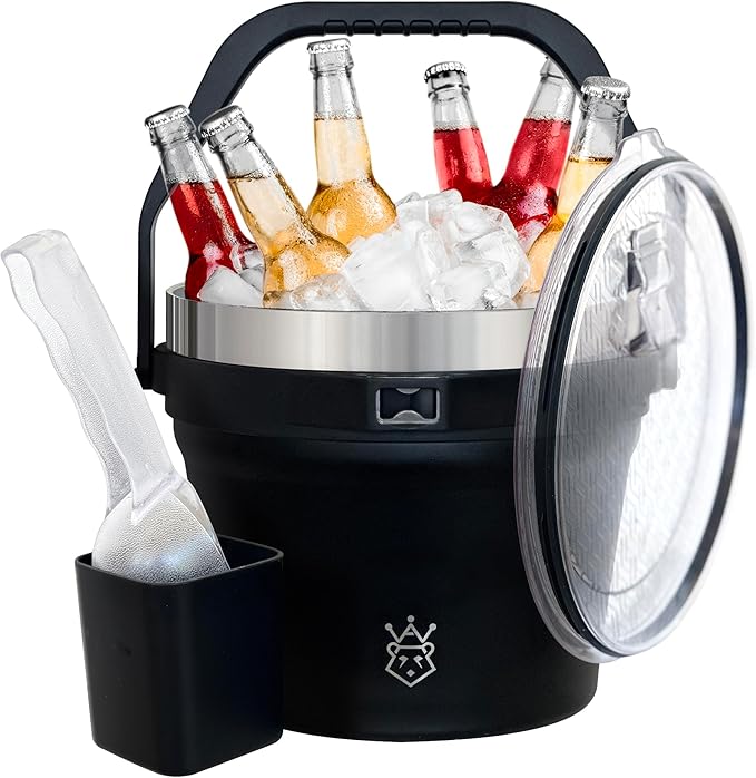 Insulated Ice Bucket with Lid & Scoop-XL Double-Walled, bar Essentials by Unknown
