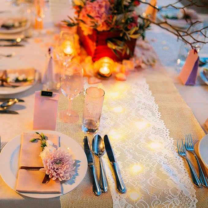 Xinnun 6 Pcs Burlap Table Runner - Image 4