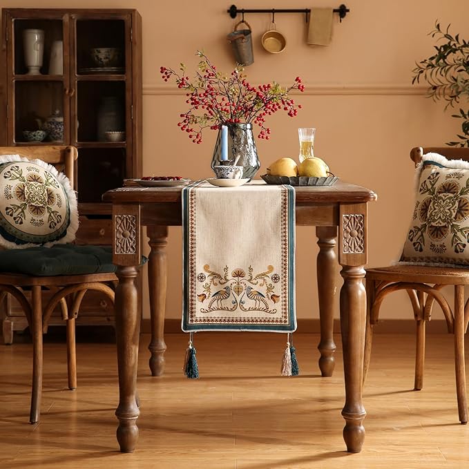 patdrea Designer Beige Farmhouse Geometric Patterned Extra Long, Wrinkle - Image 2