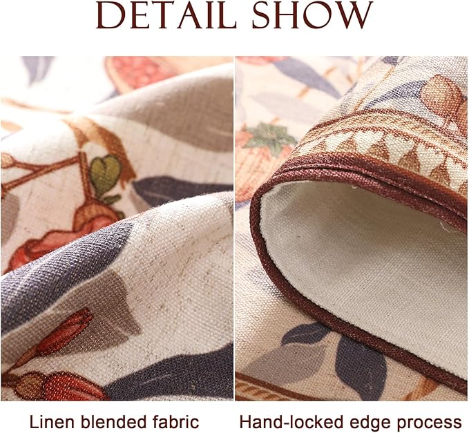 patdrea Designer Vintage SaddleBrown Linen Table Runner 71 Inch Long, - Image 5