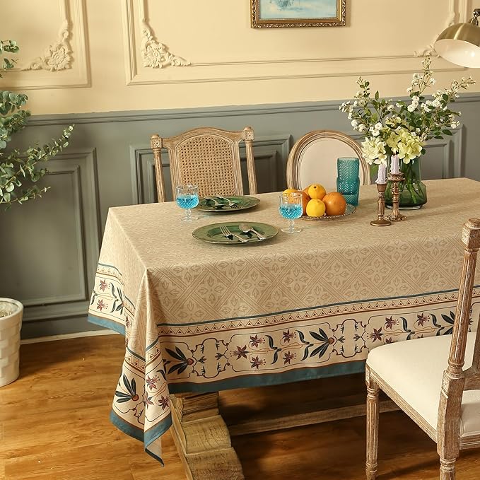 patdrea Designer Beige French Linen Tablecloth - Image 8