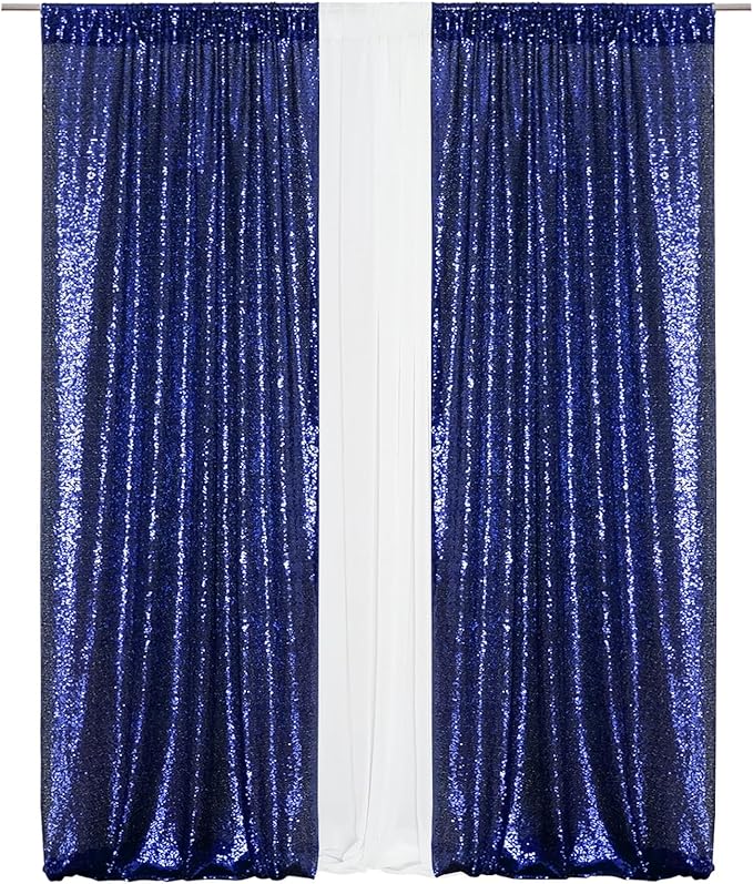 Eternal Beauty Navy Blue Sequin Backdrop Curtains, Shimmer Back Drop - Image 7