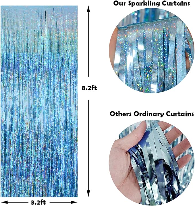 Melsan 2 Pack 3.2 ft x 8.2 ft Tinsel Foil Fringe Curtains Backdrop, Sparkle - Image 7