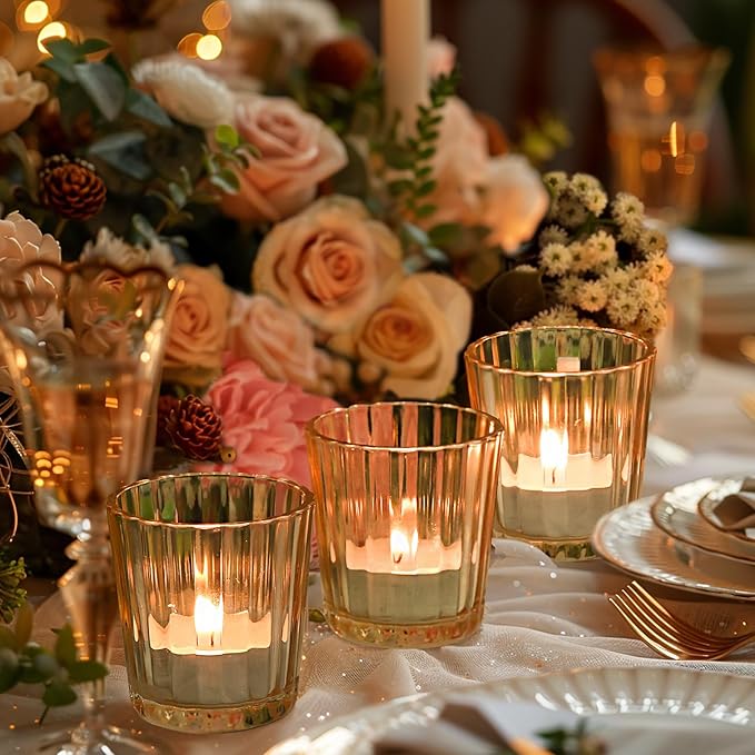 ComSaf Votive Candle Holders, Ribbed Tealight Candle Holder - Image 4