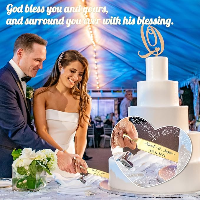 Custom Wedding Cake Knife and Server Set Personalized Cake Cutter - Image 2