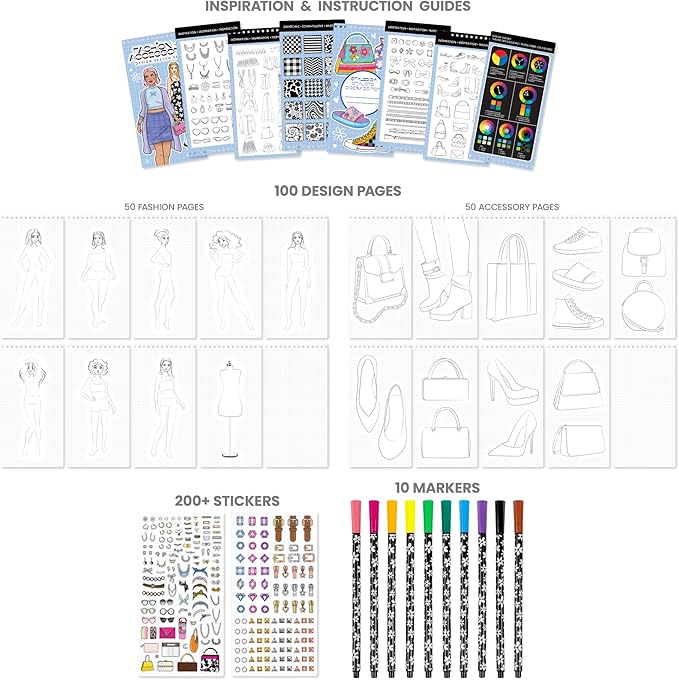 Fashion Angels Fashion & Accessory Design Sketch Set, Includes Sketch Pad - Image 5