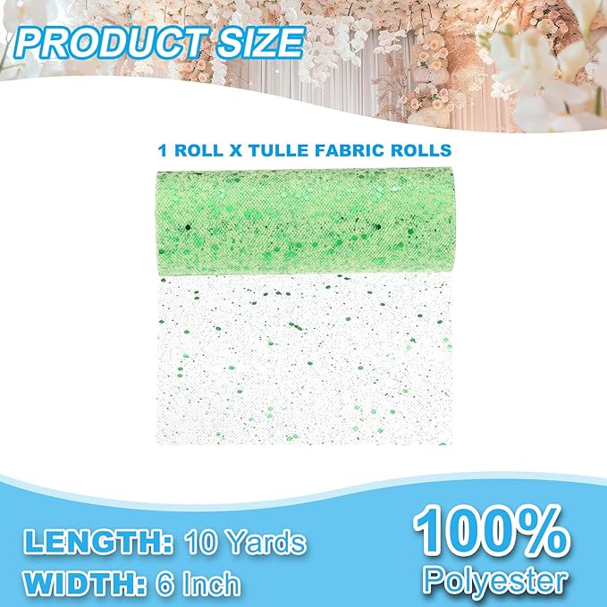 PATIKIL Tulle Fabric Rolls, 6 Inch by 10 Yards Fabric Spool Tulle Sparkling - Image 2