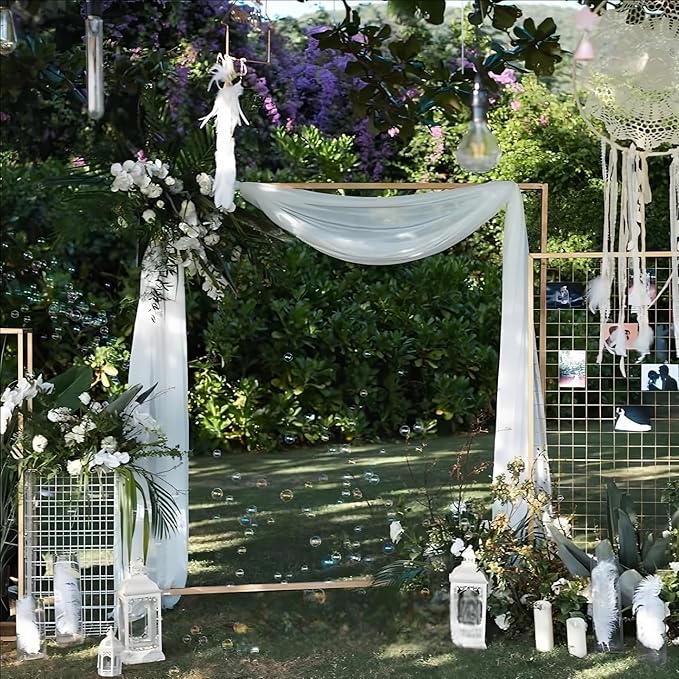 MLMW Wedding Arch Draping Fabric 2 Panels 29" x 20Ft White Sheer Wedding Arch - Image 3