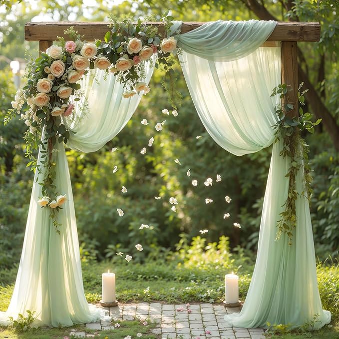 Wedding Arch Draping Fabric, 1 Panel 18FT Sage Green Arch Backdrop Drapes - Image 4