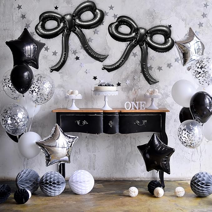 2 Pcs Bow Birthday Decorations Black Bow Balloons Bow Party Decorations Giant - Image 4