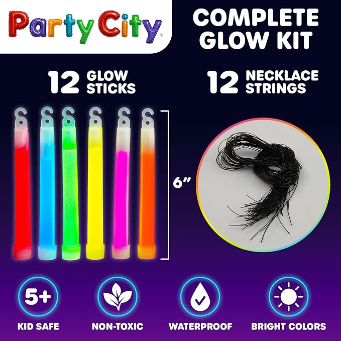 Party City Multicolor Glow Sticks Bulk Pack 6”- 12pk Glow in the Dark Sticks - Image 6