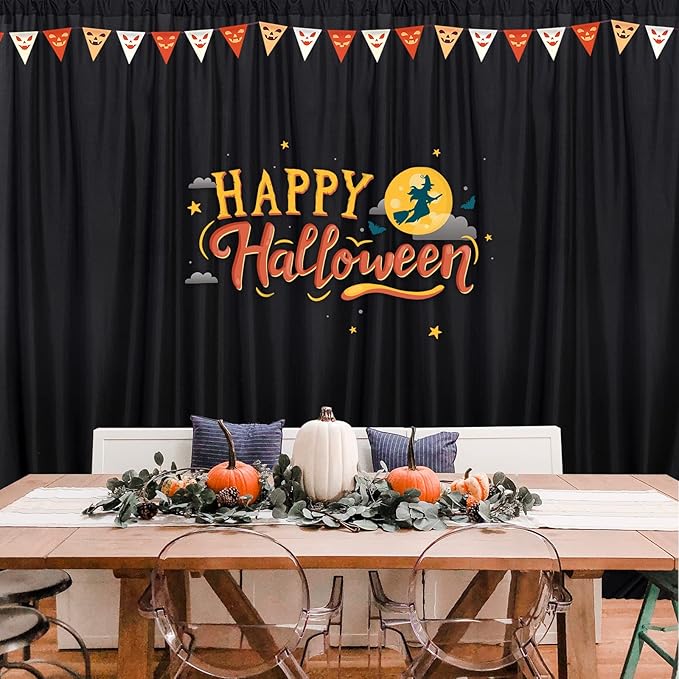 Black Backdrop Curtain for Party, Halloween Backdrop Rod Pocket Photo Drapes - Image 8