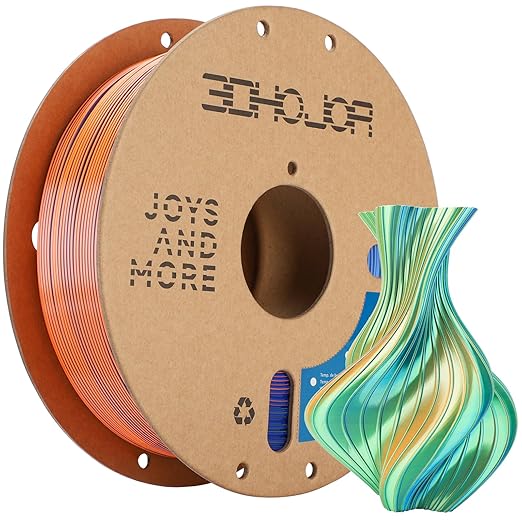 Silk PLA Filament 1.75mm Blue Orange Green Triple Color PLA 3D Printer Filament by 3DHoJor