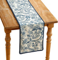 ISAENNE Designer Chinoiserie Elegant Linen Table Runner 87 Inches Long by Isaennehomedecoration