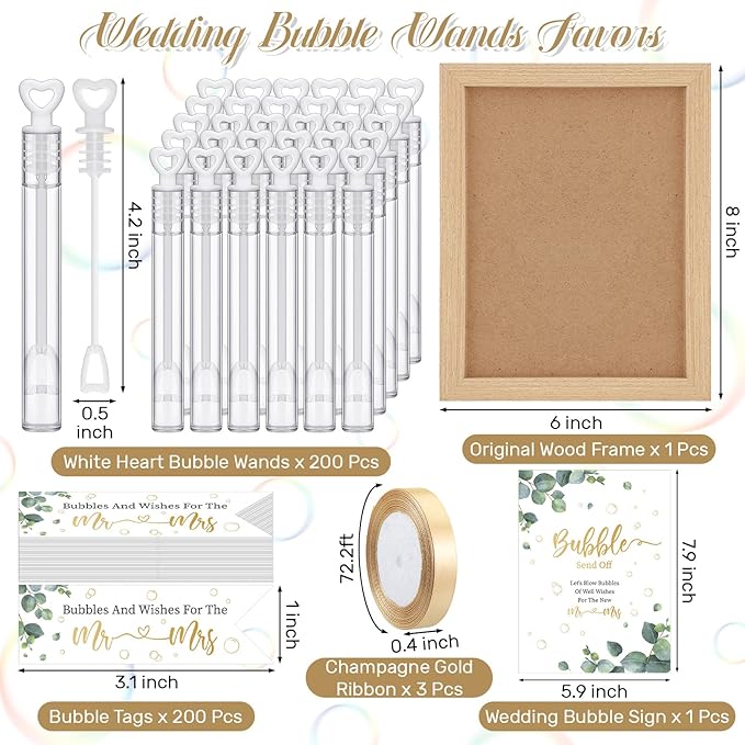 405 Pcs Wedding Bubbles Wands Set Include Heart Bubble Wands Bubbles Send Off - Image 3