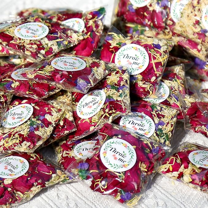 Oning 52 Pack Mix Biodegradable Confetti, Dried Flower Petals, Real Rose Petals by Oning