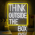 Think Outside The Box Neon Sign Dimmable White Words Neon Light by LIUOZHTEALEDNEONSIGN