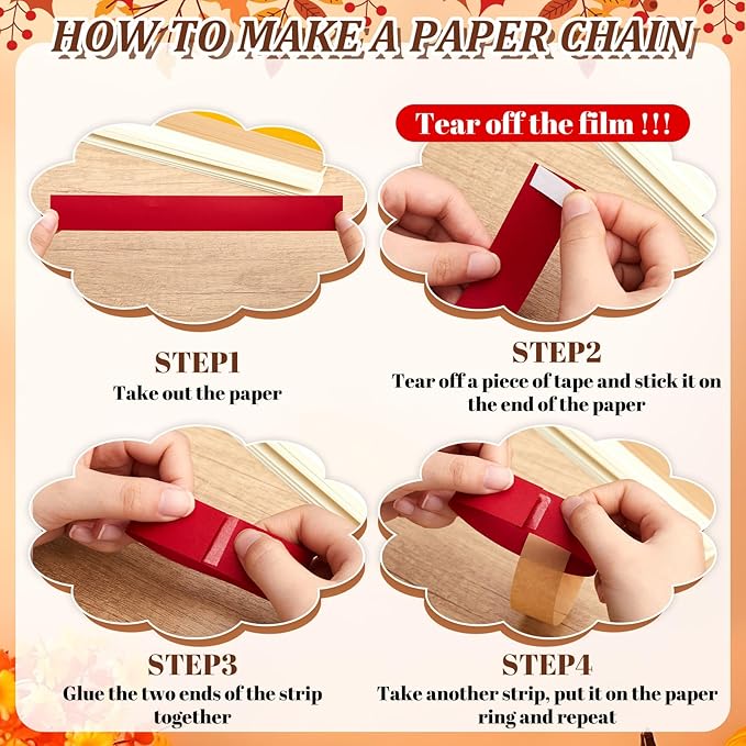 Lincia 600 Sheet Halloween Paper Chain Garland, Construction DIY Crafts Chain - Image 4