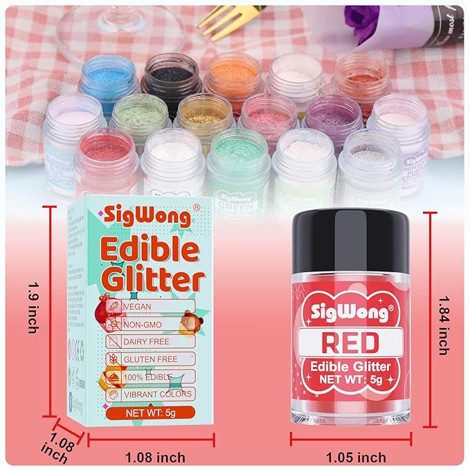 Red Edible Glitter - 5g Food Grade Cake Decorating Shimmering Glitter - Image 6