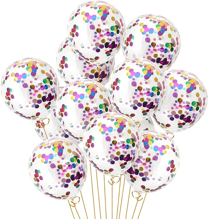 Confetti Balloons 40pack, 12inch Transparent Party Balloons by LZVPL