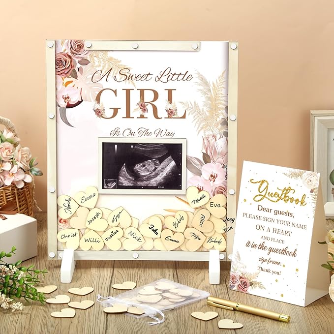 65 Pcs Baby Shower Guest Book Alternatives He or She Gender Reveal Boho Flower - Image 2