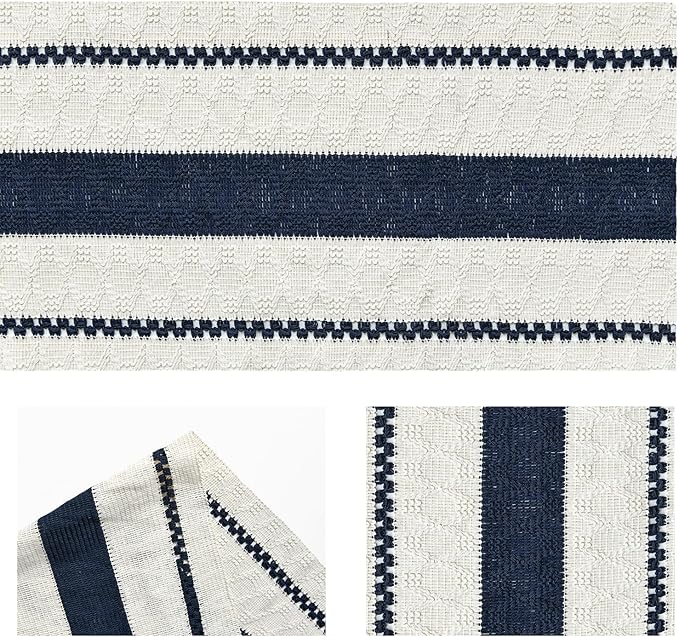 Artoid Mode Dark Blue Farmhouse Woven Rustic Table Runner, Seasonal Holiday - Image 6