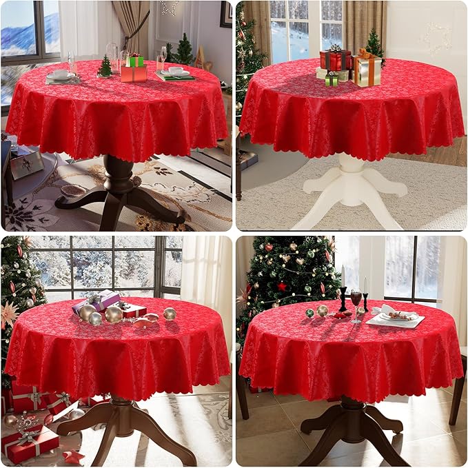 Smiry Round Table Cloth, Waterproof Heavy Duty Vinyl Tablecloths, Wipeable - Image 7