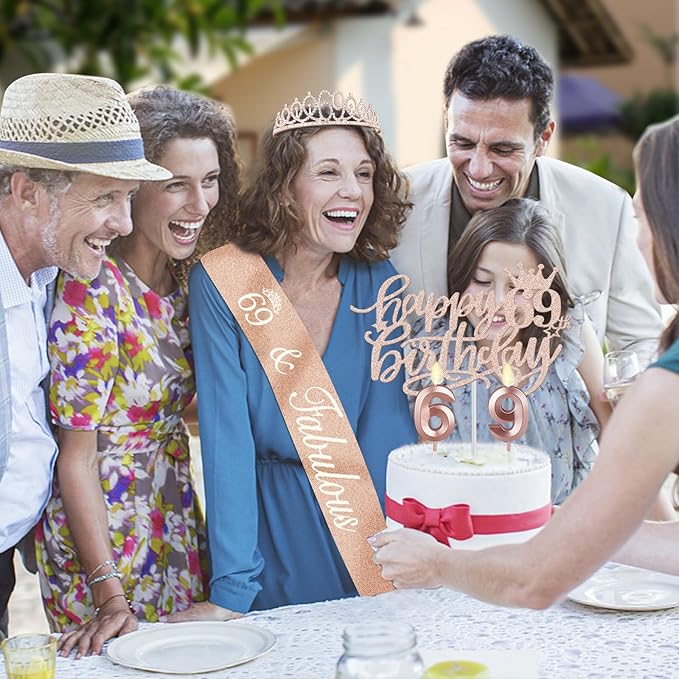 69th Birthday Decorations for Women, Including Birthday Sash, Crown/Tiara - Image 2