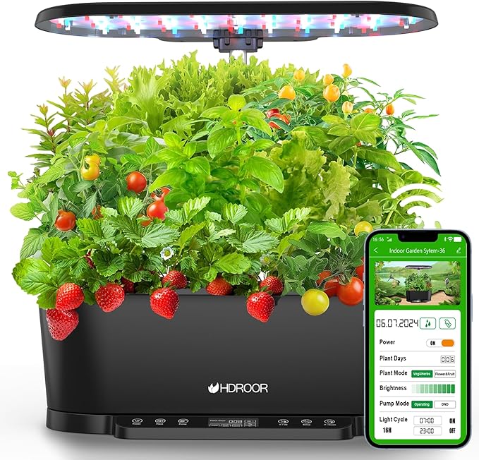 Hydroponics Growing System Kit APP Controlled, 15 Pods Indoor Herb Garden by hdroor
