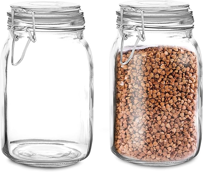 Set of 2 Large Glass Mason Jar by Marbelous