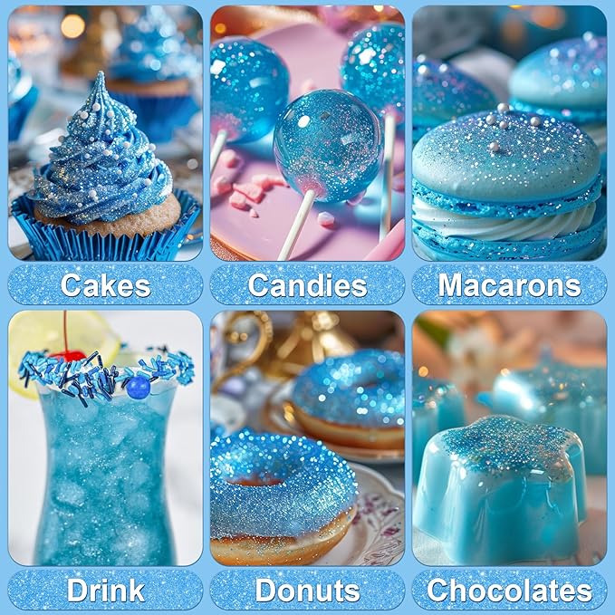Blue Edible Glitter - 5g Food Grade Cake Decorating Shimmering Glitter - Image 5