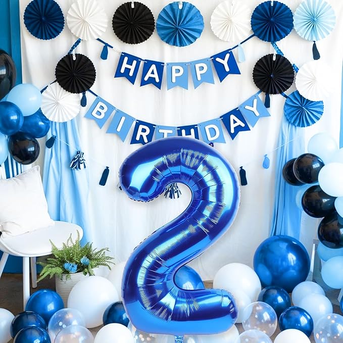 40 Inch Balloon Number 2 Navy Blue, Large Foil Dark Royal Blue Number Balloons - Image 7