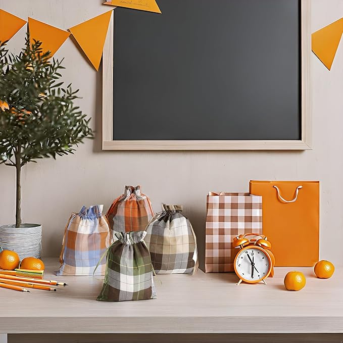Large Fall Burlap Bags with Drawstrings - Image 9