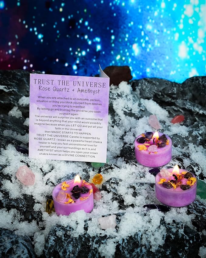 Tealight Soy Candles with Crystals And Herbs, Handmade Energy Candles, Healing - Image 3