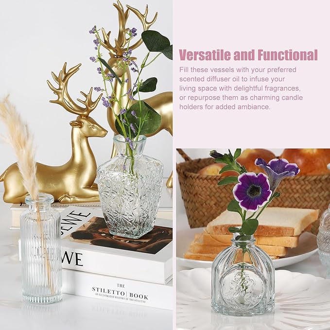 12 Pcs Small Glass Bud Vase Set of，Mini Vintage Vases in Bulk - Image 6