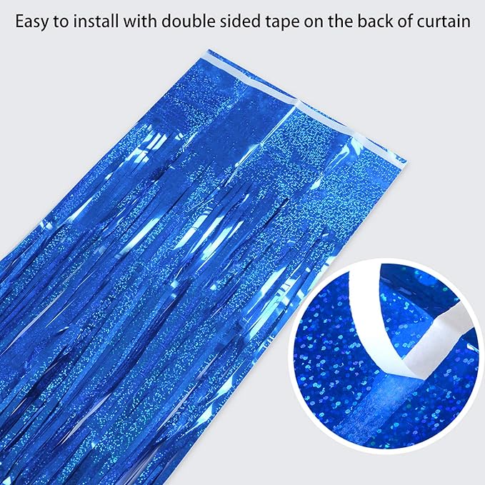 Melsan 2 Pack 3.2 ft x 8.2 ft Tinsel Foil Fringe Curtains Backdrop, Sparkle - Image 9