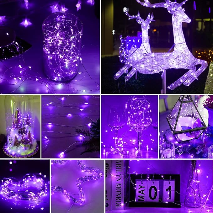 pozzolanas 8 Pack Purple Battery Operated String Lights - 7ft Waterproof Fairy - Image 7