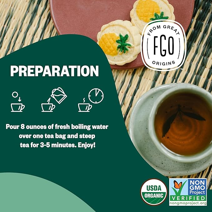 FGO Organic Moringa Mint Tea, Eco-Conscious Herbal Tea Bags, Resealable Bag - Image 4