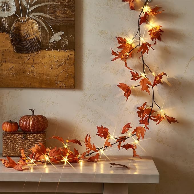 Fudios Lighted Maple Leaf Garland - Image 2