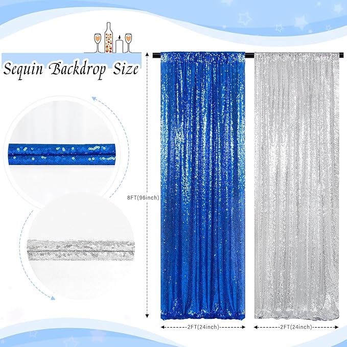 ShinyBeauty Silver and Blue Sequin Backdrop - Image 6