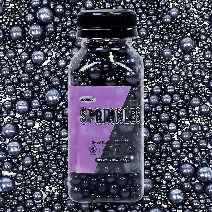 Edible Black Pearl Sugar Sprinkles, 180g/6.35oz, Cupcake Toppers, Cake - Image 8