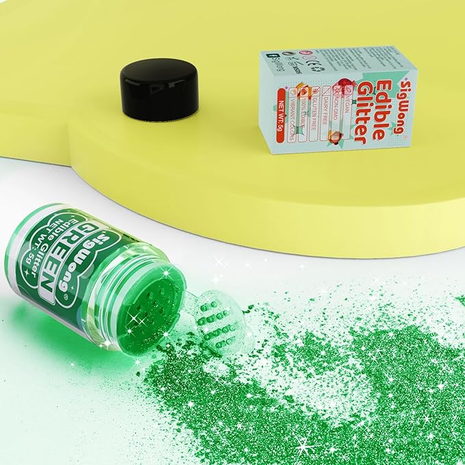 Green Edible Glitter - 5g Food Grade Cake Decorating Shimmering Glitter - Image 2