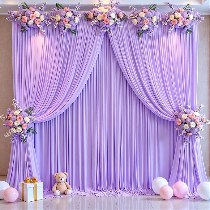 20ft x 12ft Lavender Backdrop Curtains Wrinkle Free Backdrop Curtain - Image 3