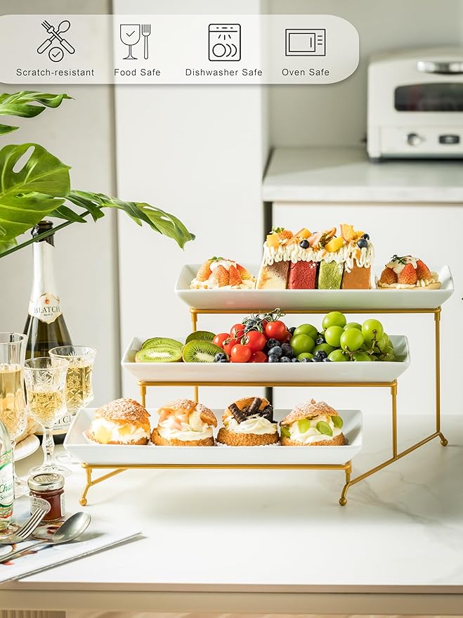 YHOSSEUN 3 Tier Serving Tray for Party, Tiered Serving Platters and Trays - Image 3