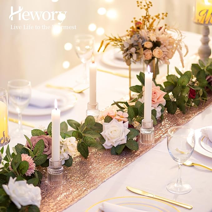 Candle Holder Glass Candlestick Holders: Hewory 10PCS Clear Taper Candle - Image 4