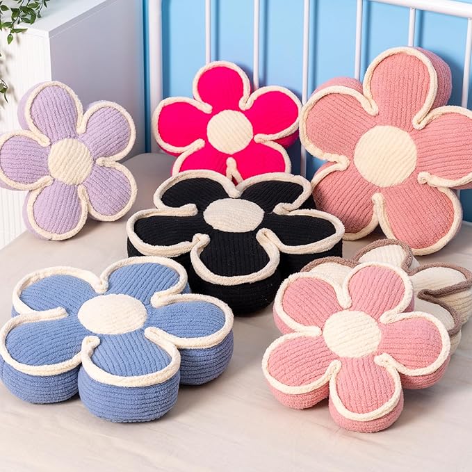 Flower Shaped Floor Cushion & Decorative Throw Pillow, Soft Plush Seating - Image 7