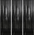 Crosize 3 Pack 3.3 x 9.9 ft Black Foil Fringe Backdrop Streamer Curtains by Crosize