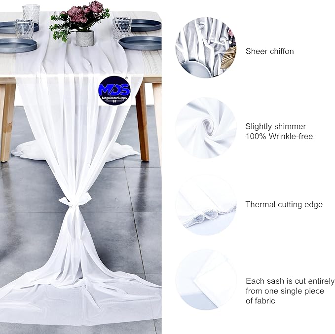 MDS 2 Pack 14ft Chiffon Table Runner 29 x 170 Inches Sheer Wedding Runner - Image 5