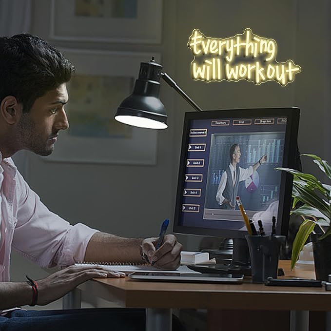 Everything Will Work Out Neon Sign, Inspirational Letter Neon Light Positive - Image 5