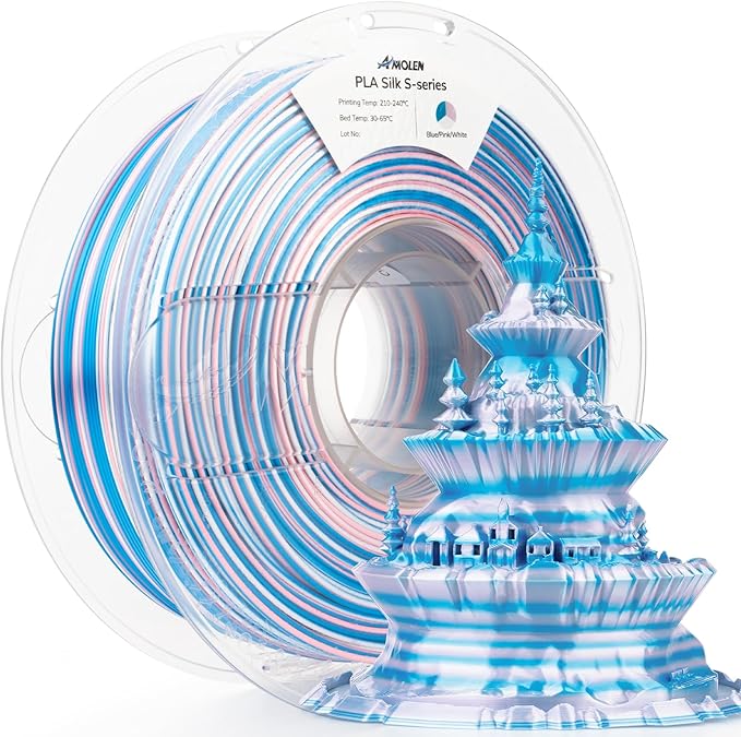 AMOLEN Silk PLA 3D Printer Filament, Shiny Multicolor Rainbow PLA Filament by AMOLEN